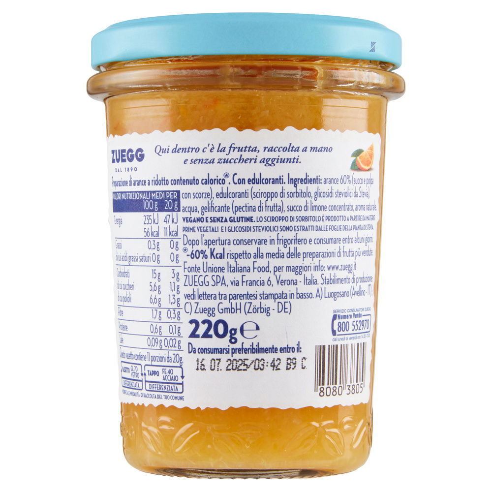 CONFETTURA ARANCIA ZERO ZUCCHERI AGGIUNTI ZUEGG VASO G 220 - 1
