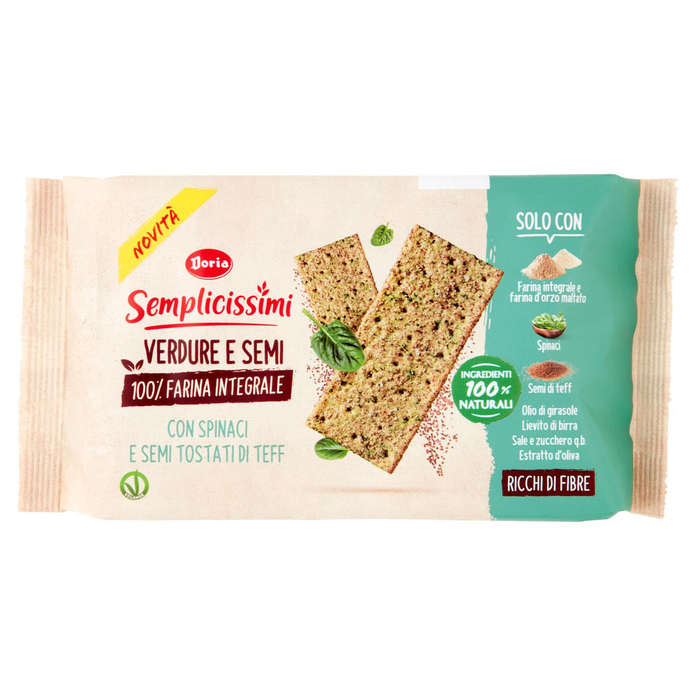 CRACKERS SPINACI E SEMI DI TEFF TOSTATI SEMPLICISSIMI DORIA G 280 - 0