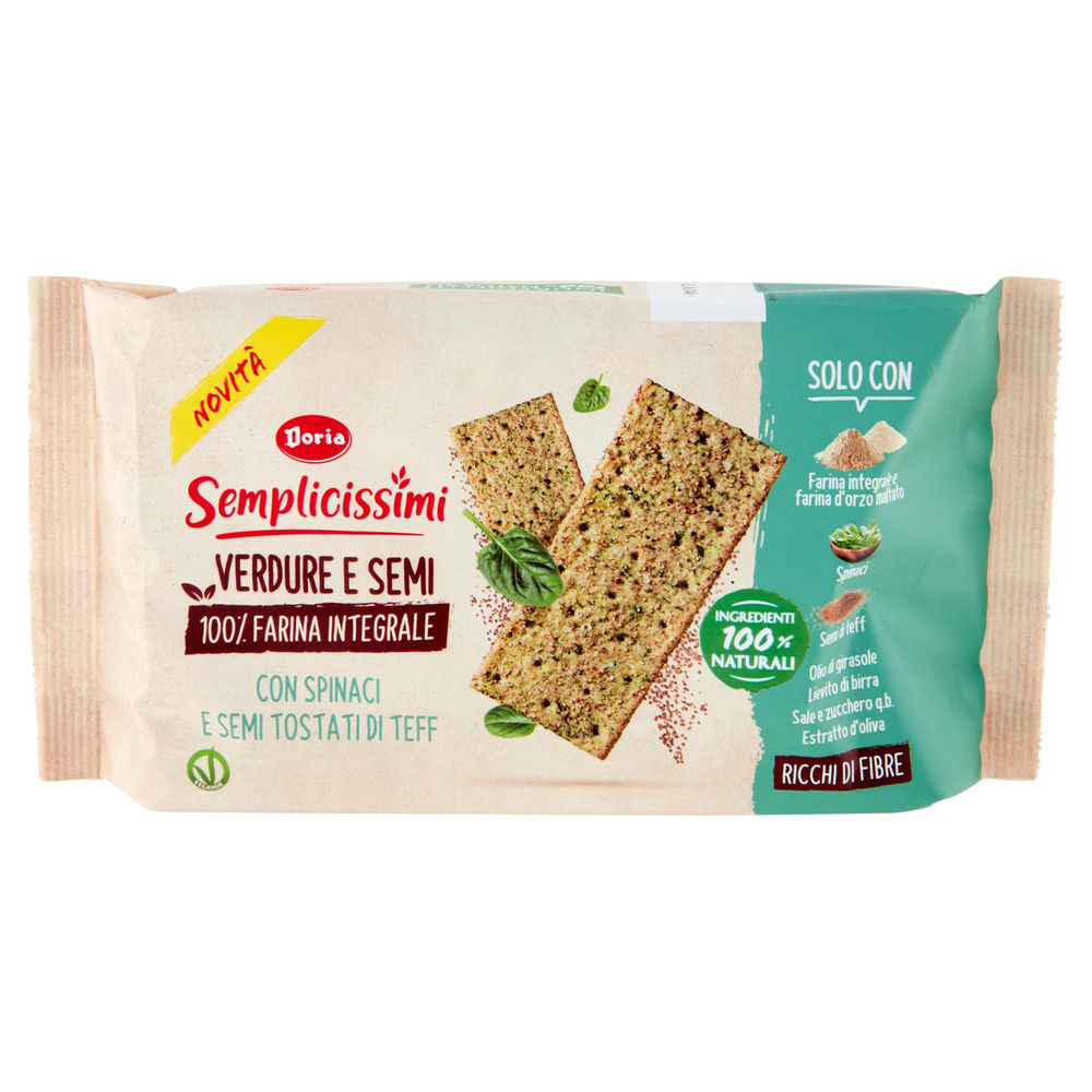 CRACKERS SPINACI E SEMI DI TEFF TOSTATI SEMPLICISSIMI DORIA G 280 - 7