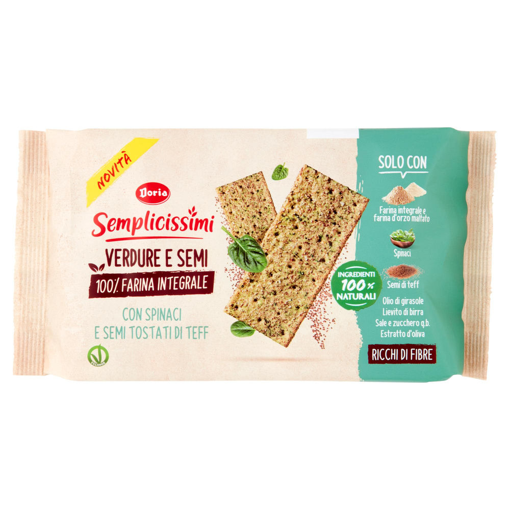CRACKERS SPINACI E SEMI DI TEFF TOSTATI SEMPLICISSIMI DORIA G 280 - 3