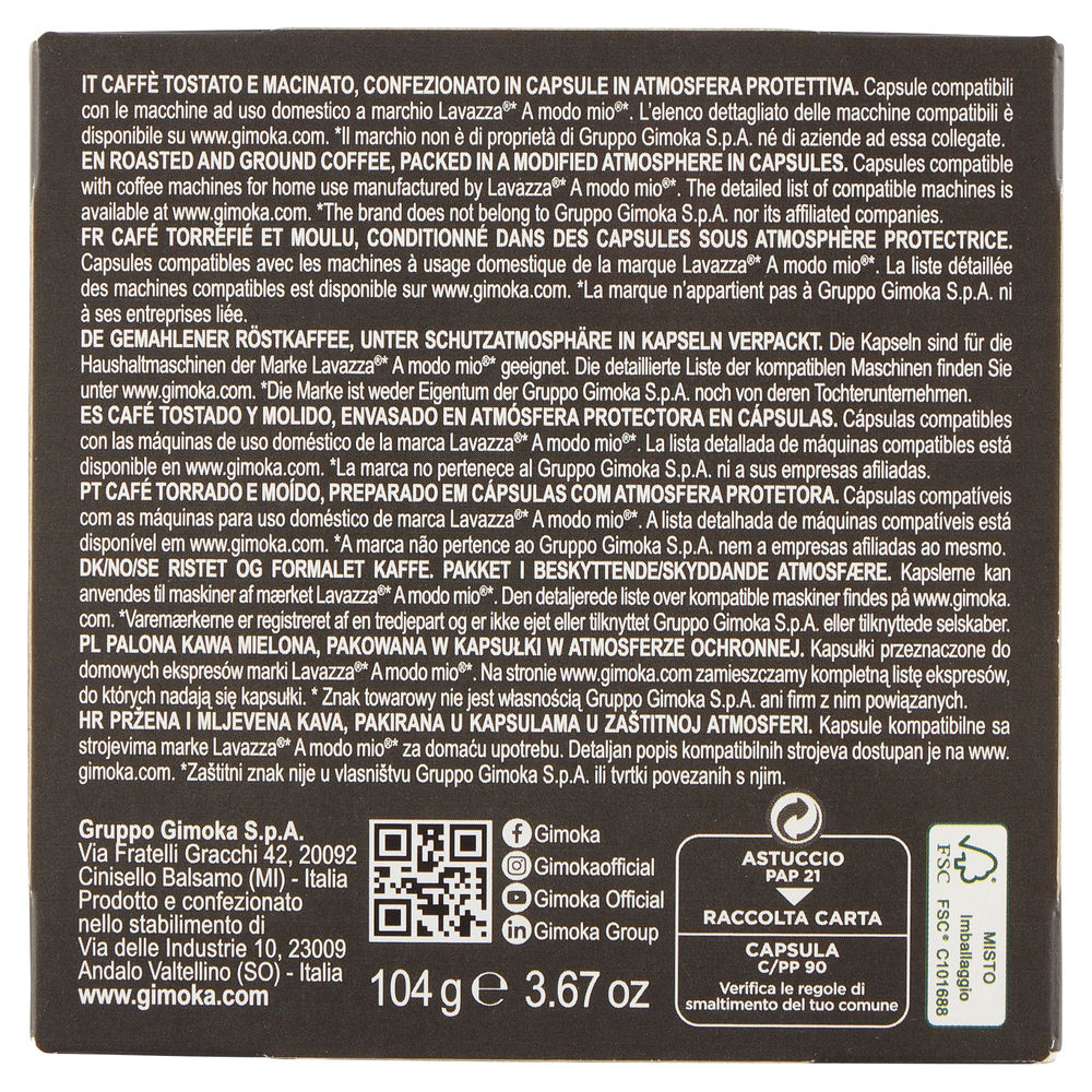 CAPS GIMOKA CMP.AMM IL GUSTO DELL'ECCELLENZA VELLUTATO 100% ARAB.X16 SC G 104 - 1