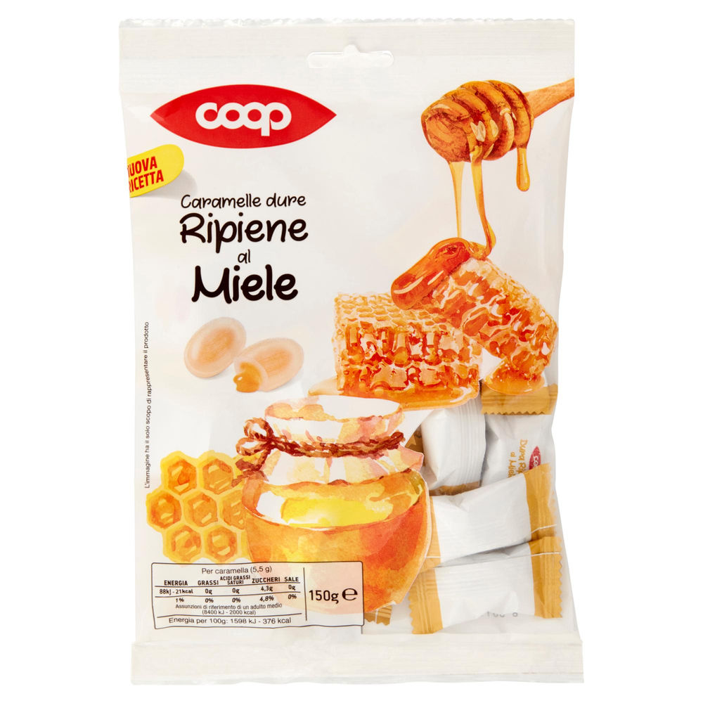 Caramelle dure ripiene al miele coop nuova busta g 150