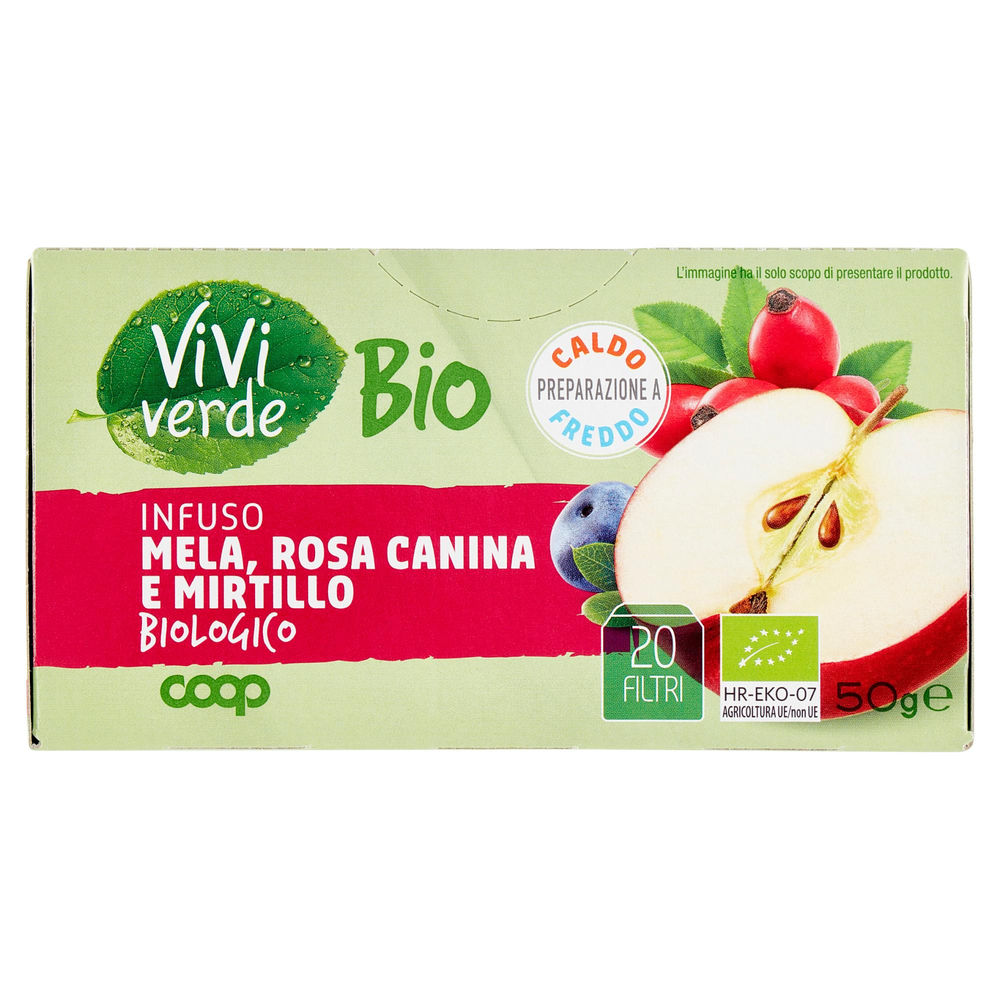 Infuso bio doppia prepar.mela/ibisco/rosa canina/mirtillo vv coop 20f g 50