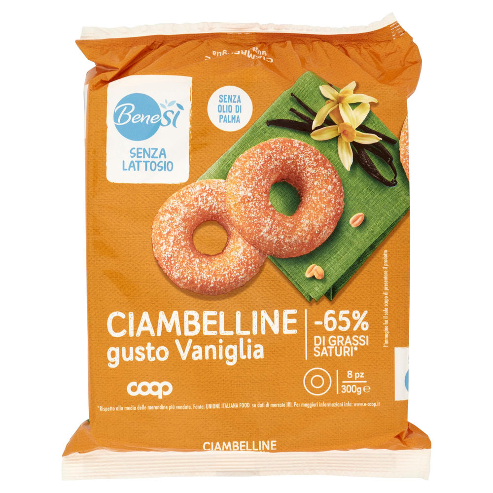 Ciambelline alla vaniglia s/lattosio bene.si coop vaschetta pz. 8 g 300