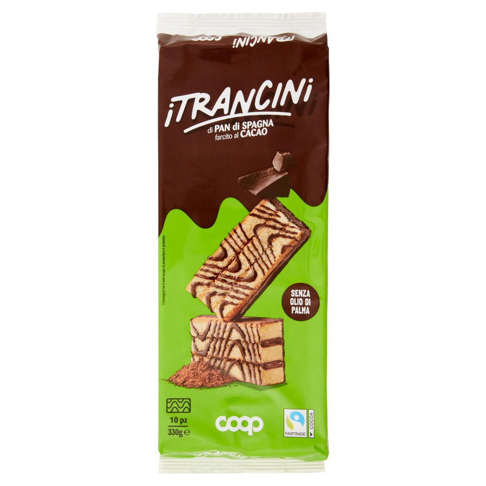 TRANCINO DI PAN DI SPAGNA CON CREMA AL CIOCCOLATO COOP VASCHETTA PZ. 10 G 330 - 0