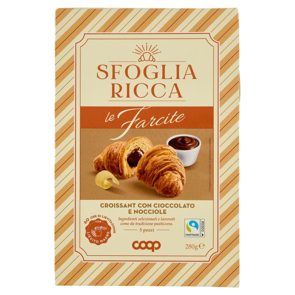 CROISSANT SFOGLIA RICCA CON CREMA AL CIOCCOLATO COOP ASTUCCIO PZ. 5 G 280 - 0
