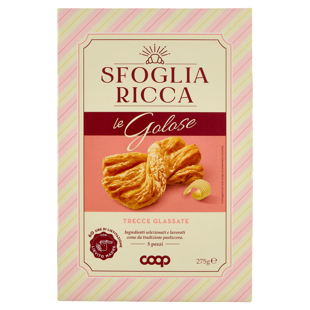 Treccia sfoglia ricca con glassa coop astuccio pz. 5 g 275