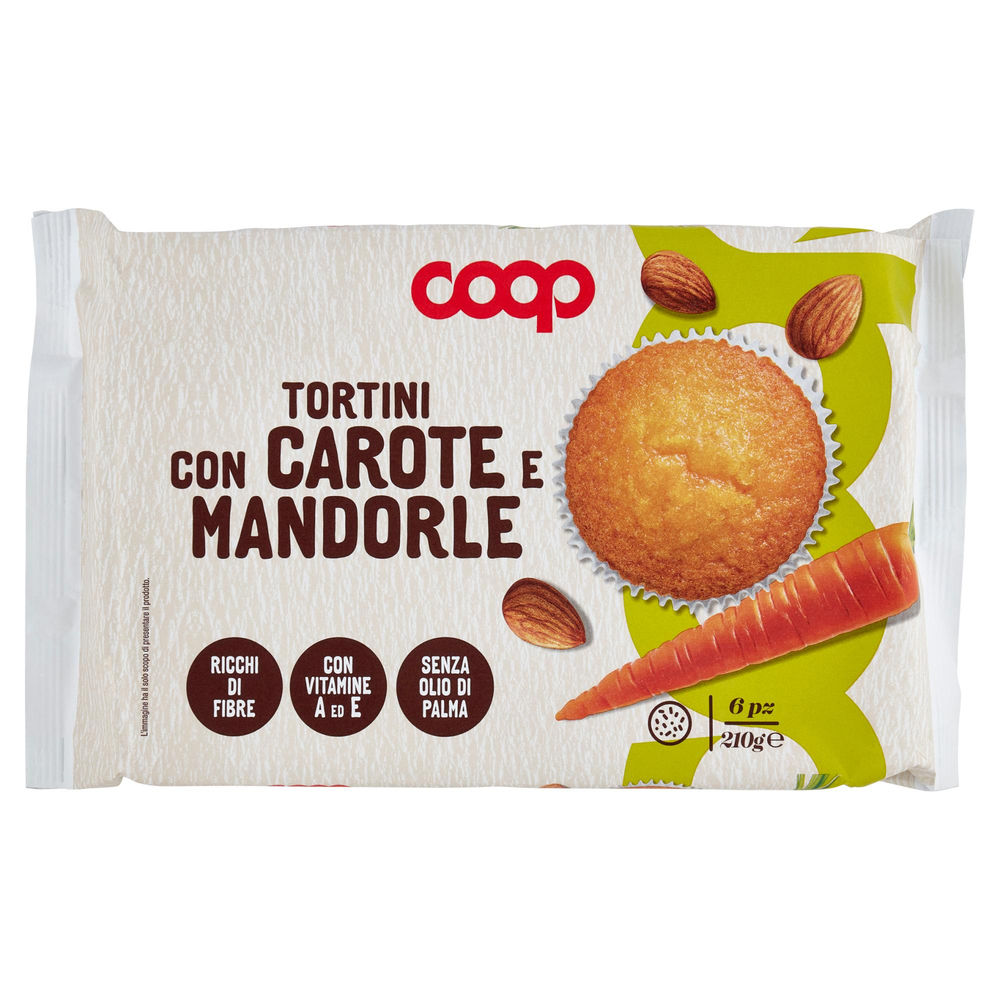 TORTINI CON CAROTE E MANDORLE COOP VASCHETTA PZ. 6 G 210 - 0