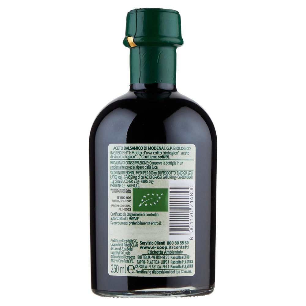 ACETO BALSAMICO DI MODENA IGP BIOLOGICO COOP VIVIVERDE DENSO ML250 - 1