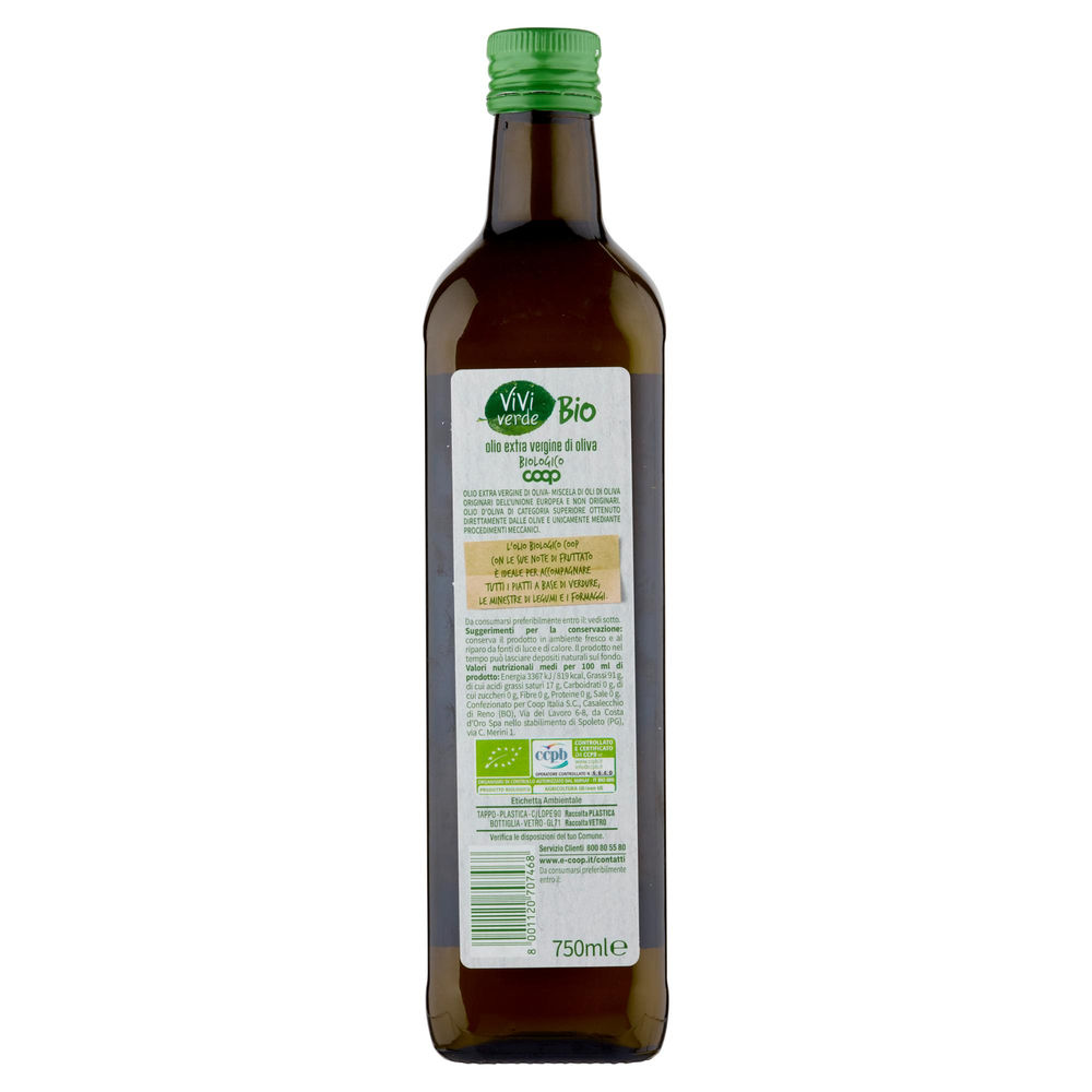 OLIO EXTRAVERGINE DI OLIVA BIOLOGICO UE-NON UE VIVI VERDE ML750 - 1