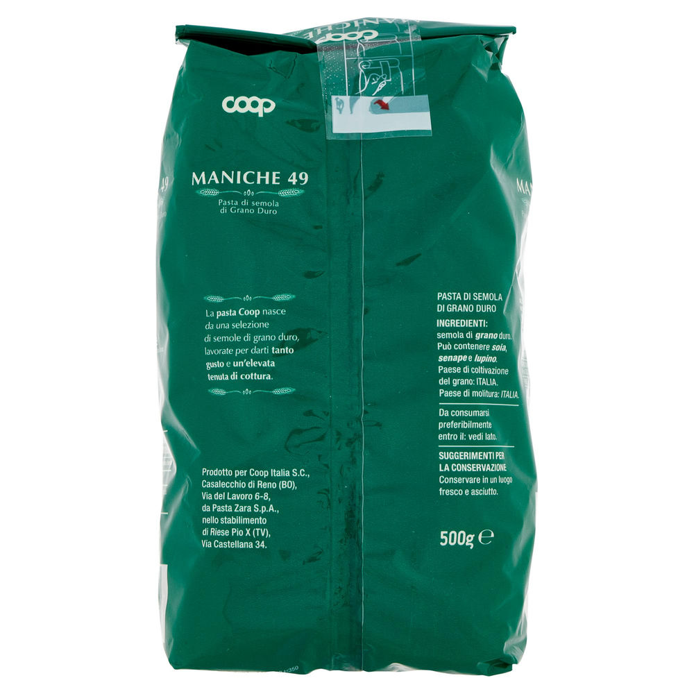 PASTA SEMOLA MANICHE COOP N 49 G 500 CON GRANO ITALIANO - 3