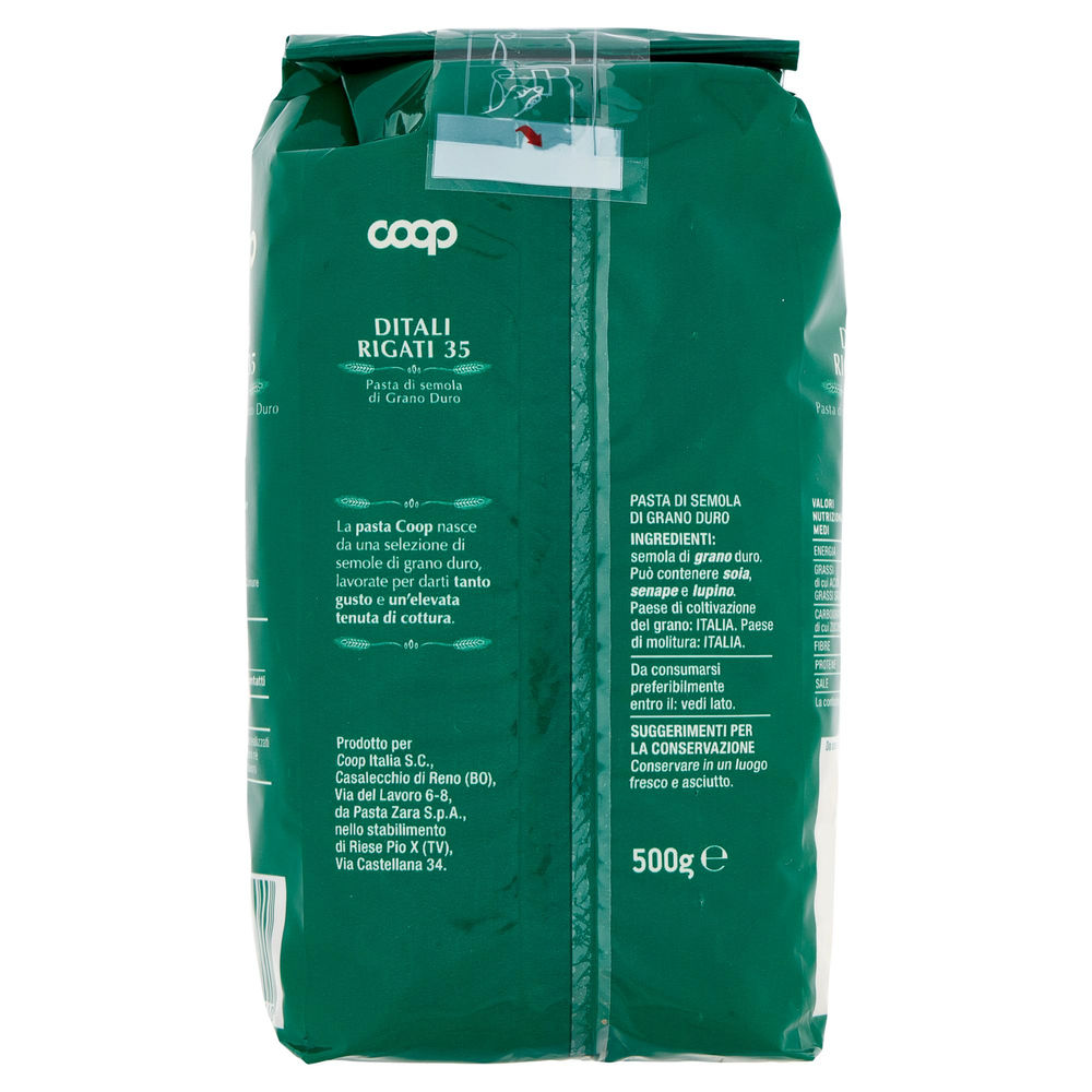 PASTA SEMOLA DITALI RIGATI N.35 CON GRANO ITALIANO COOP G 500 - 3