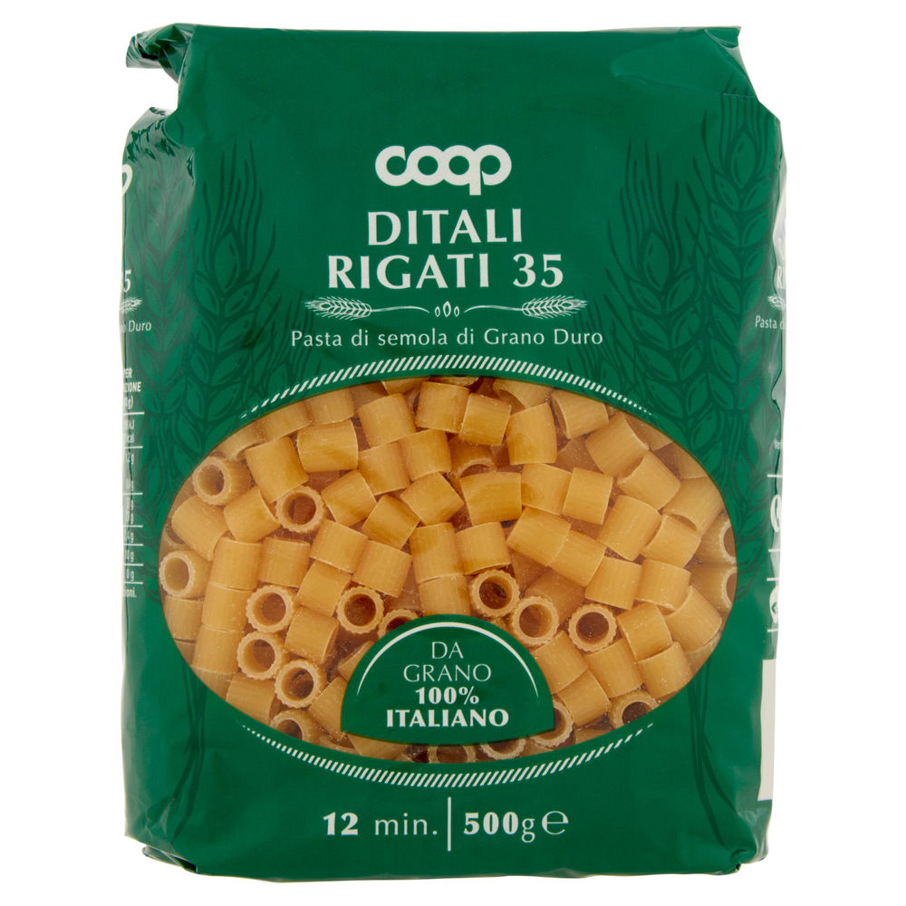 PASTA SEMOLA DITALI RIGATI N.35 CON GRANO ITALIANO COOP G 500 - 1