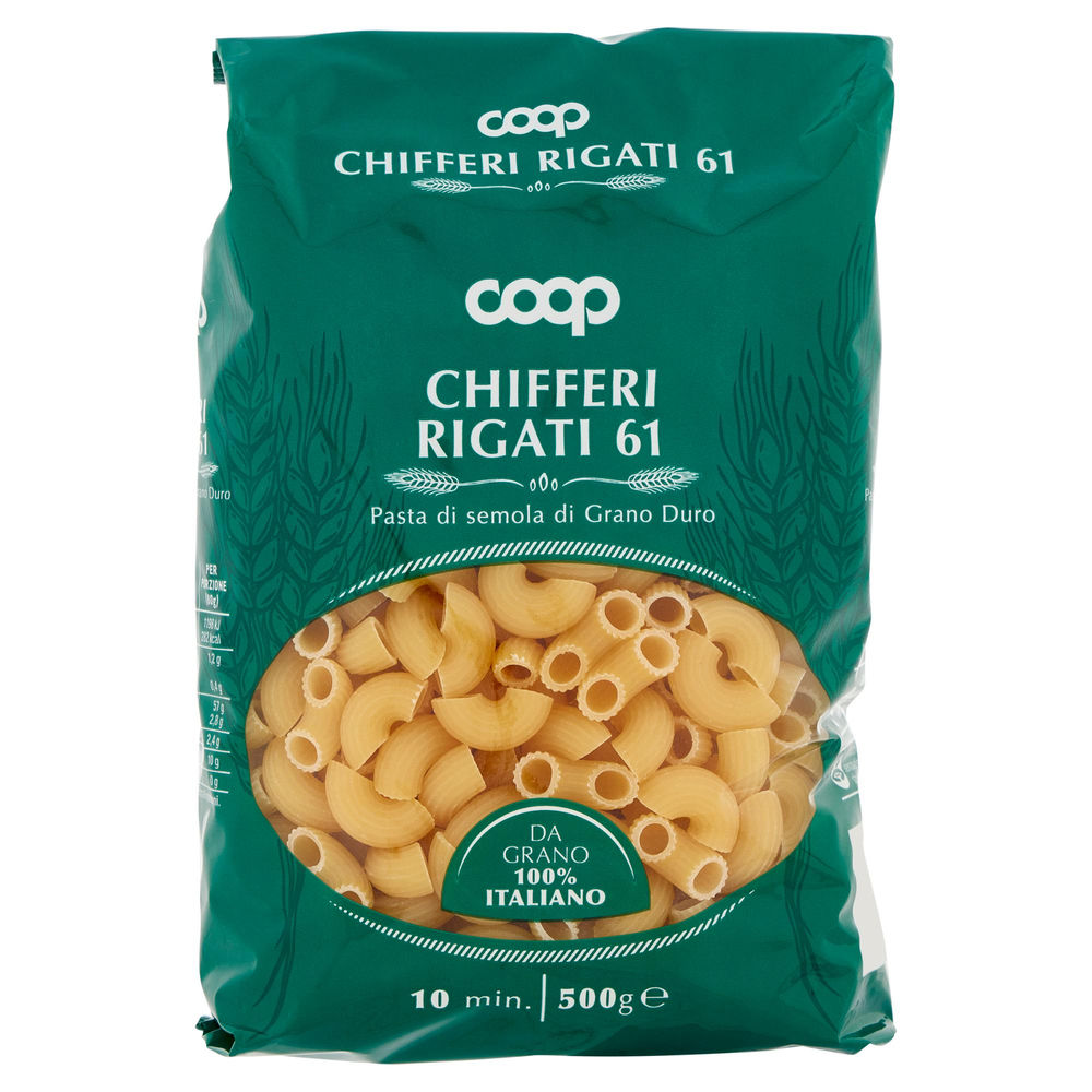 Pasta semola chifferi rigati n 61 coop g500 con grano italiano