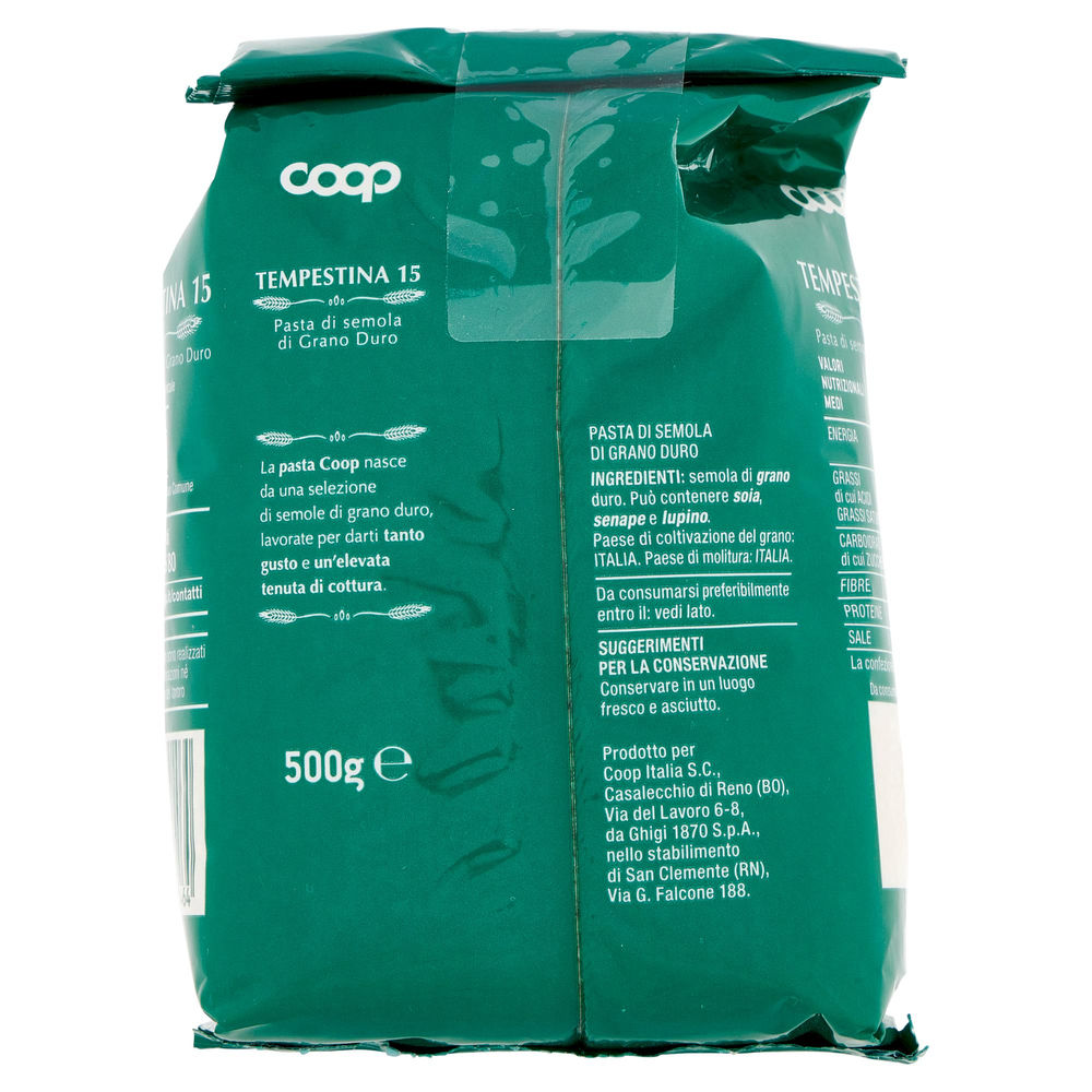 PASTA SEMOLA TEMPESTINA N.15 CON GRANO ITALIANO COOP G500 - 3