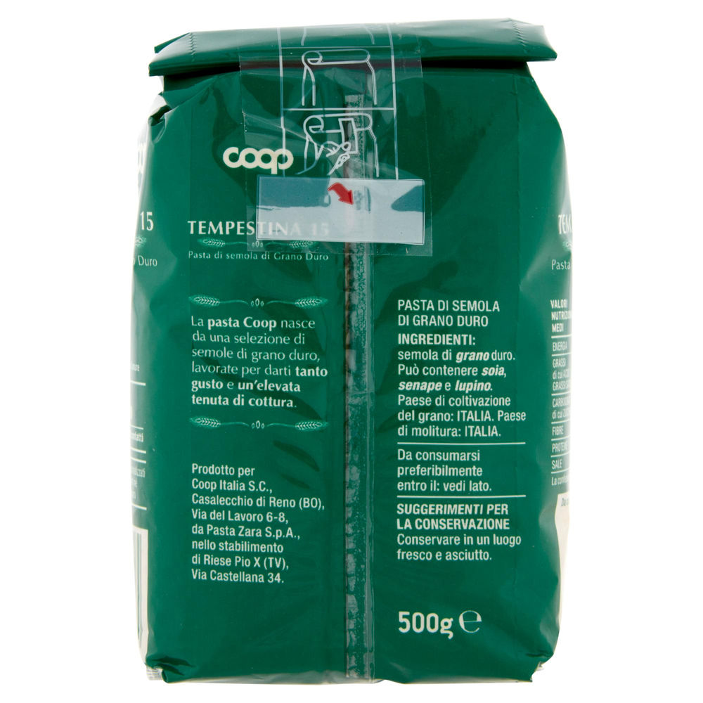 PASTA SEMOLA TEMPESTINA N.15 CON GRANO ITALIANO COOP G500 - 2