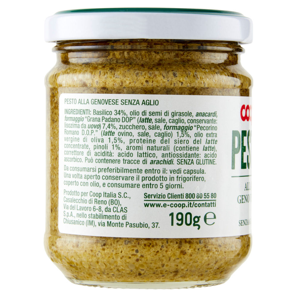 PESTO ALLA GENOVESE S/AGLIO COOP VASO VETRO G190 - 7