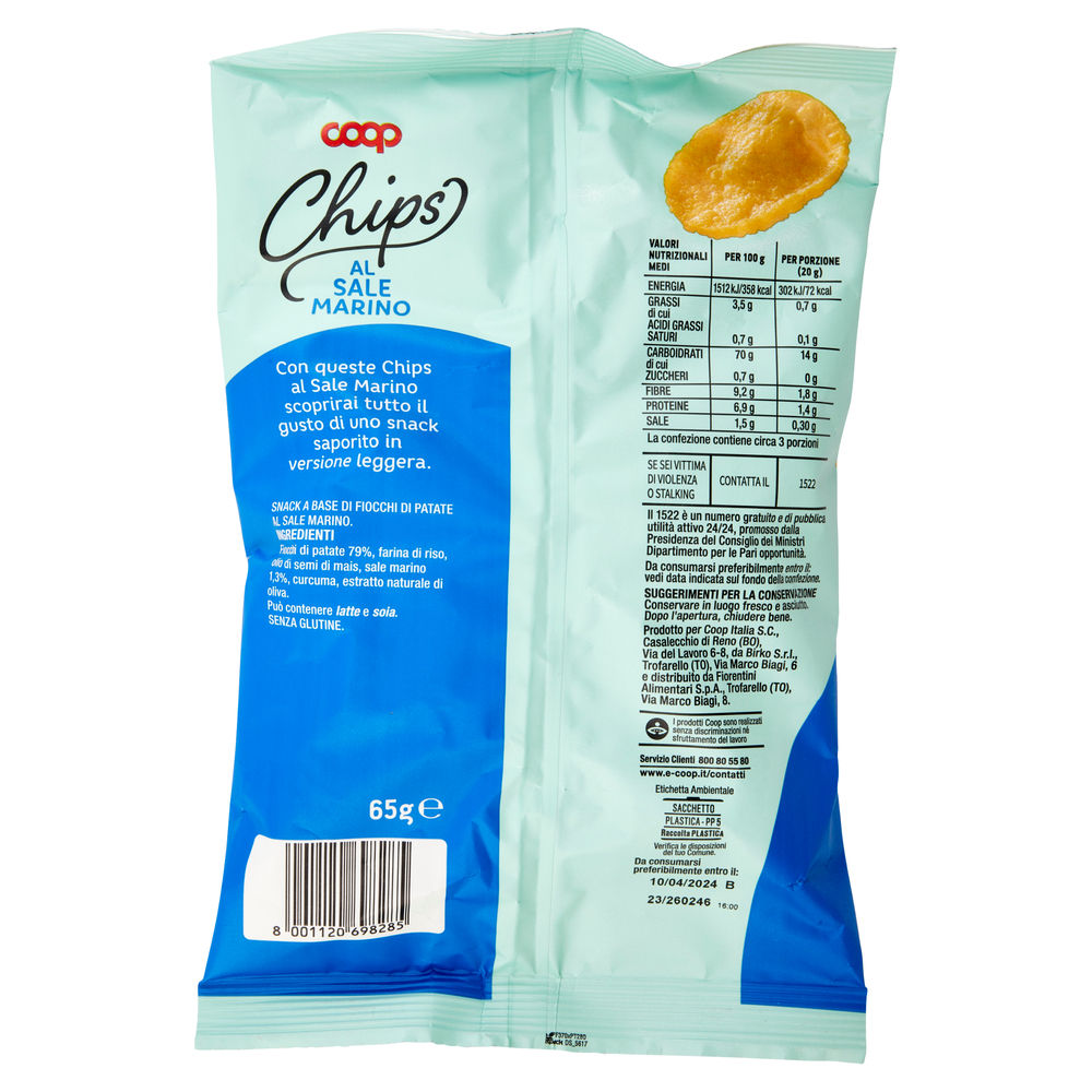 CHIPS DI PATATE AL SALE MARINO MENO GRASSI COOP G65 - 1