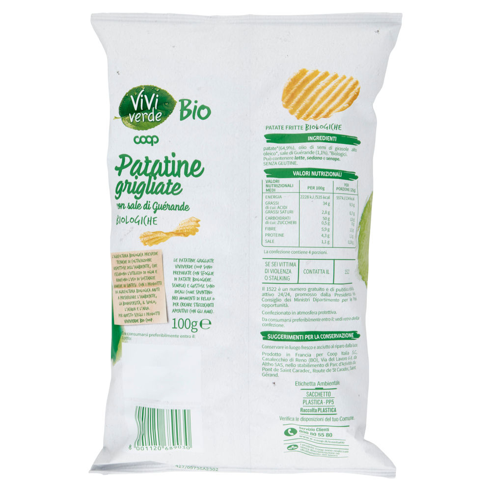 PATATINE GRIGLIATE BIO VIVI VERDE COOP SACCHETTO G 100 - 1