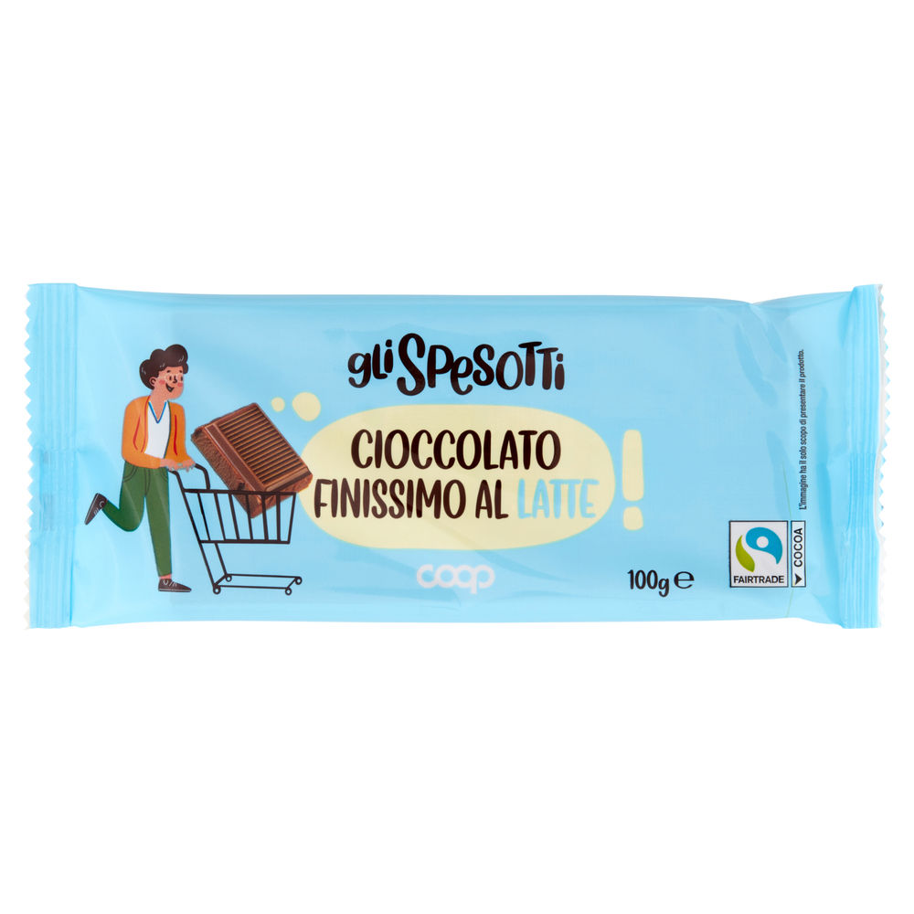 Tavoletta di cioccolato finissimo al latte gli spesotti coop g100