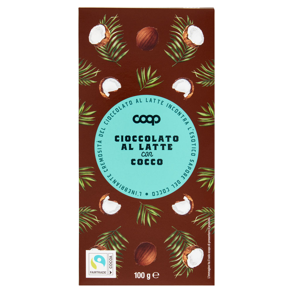 Tavoletta di cioccolato al latte con cocco coop g 100