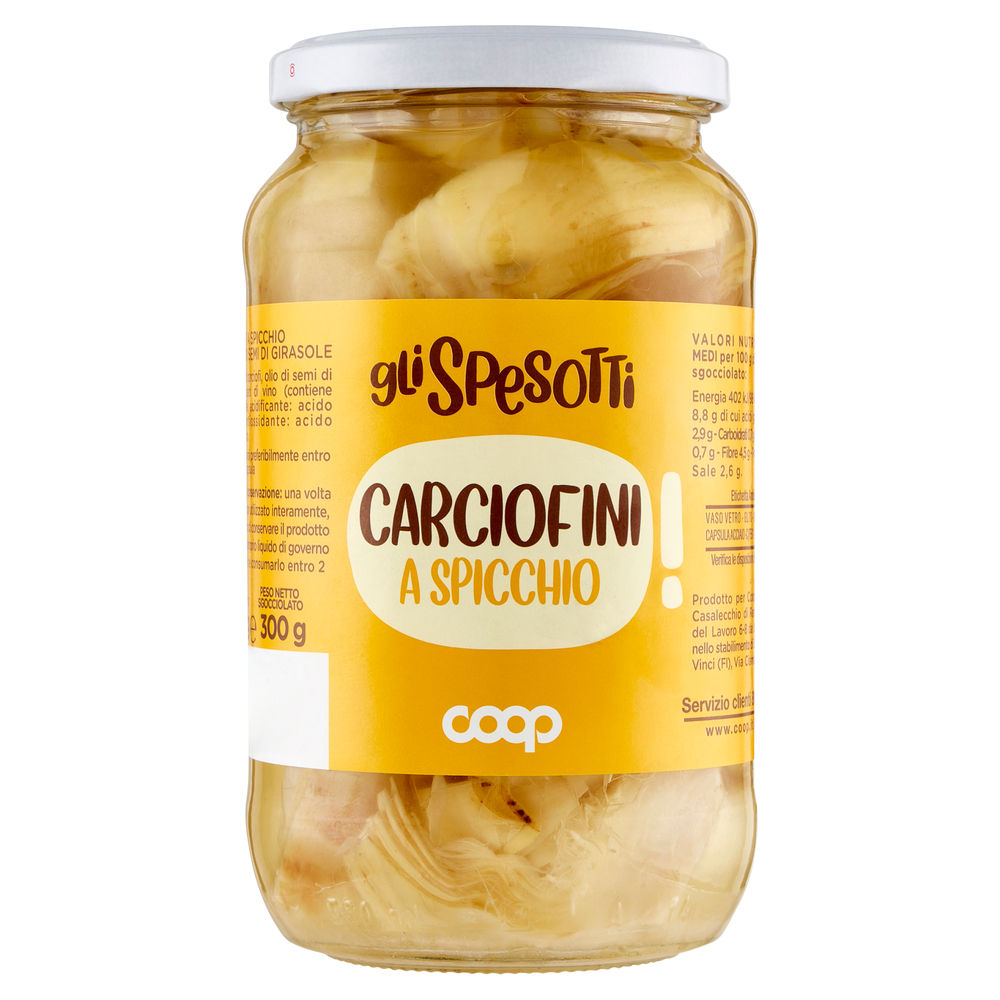 Carciofini a spicchio in olio di semi di girasole gli spesotti coop g520