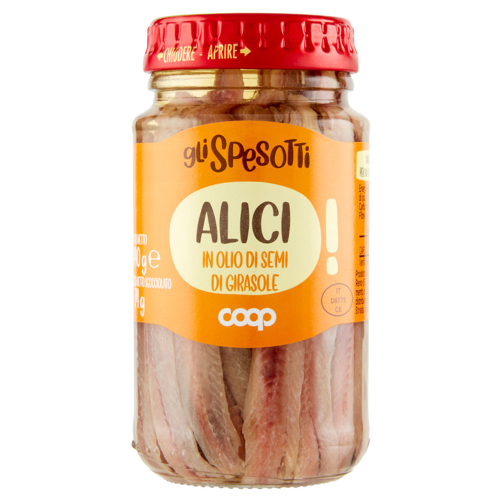 ALICI IN OLIO DI SEMI DI GIRASOLE GLI SPESOTTI COOP VASO VETRO G 140 - 0