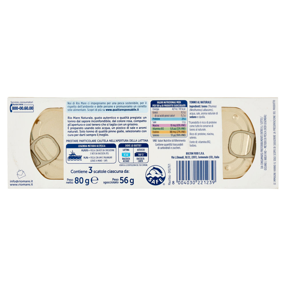 TONNO AL NATURALE RIO MARE G 112X2+1OMAGGIO SGOCC.G 80X2+1OMAGGIO - 1