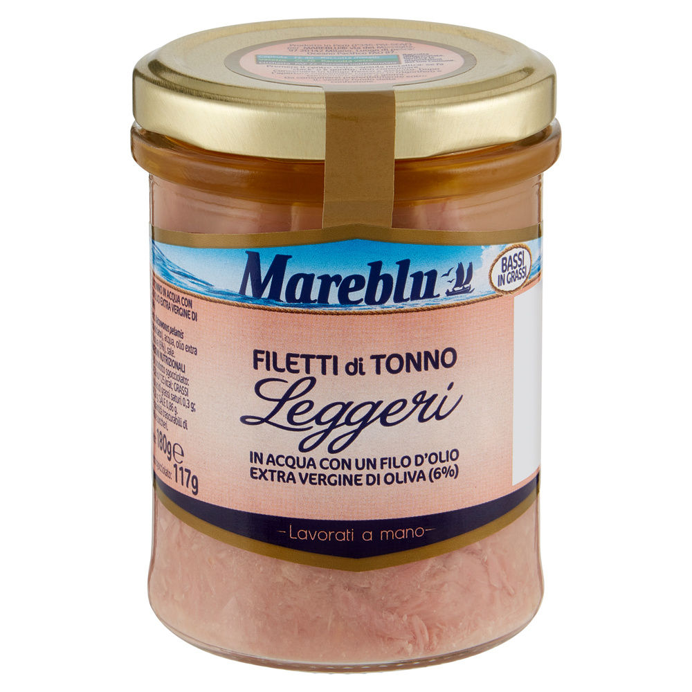 FILETTI DI TONNO LEGGERI MAREBLU  VASO VETRO G 180 SGOCC G 117 - 3