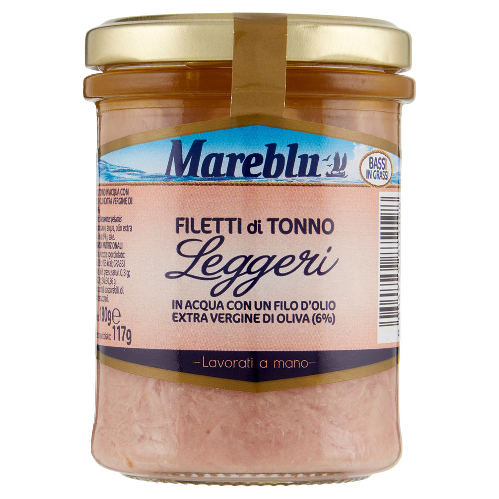 FILETTI DI TONNO LEGGERI MAREBLU  VASO VETRO G 180 SGOCC G 117 - 7