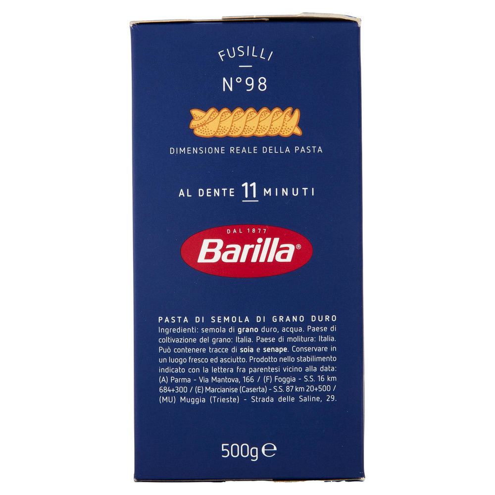 PASTA SEMOLA FUSILLI BARILLA N.98 SCATOLA G.500 - 4