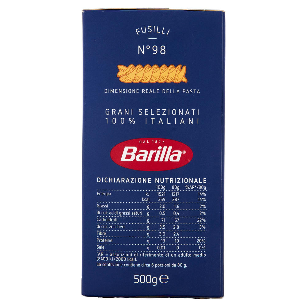 PASTA SEMOLA FUSILLI BARILLA N.98 SCATOLA G.500 - 5