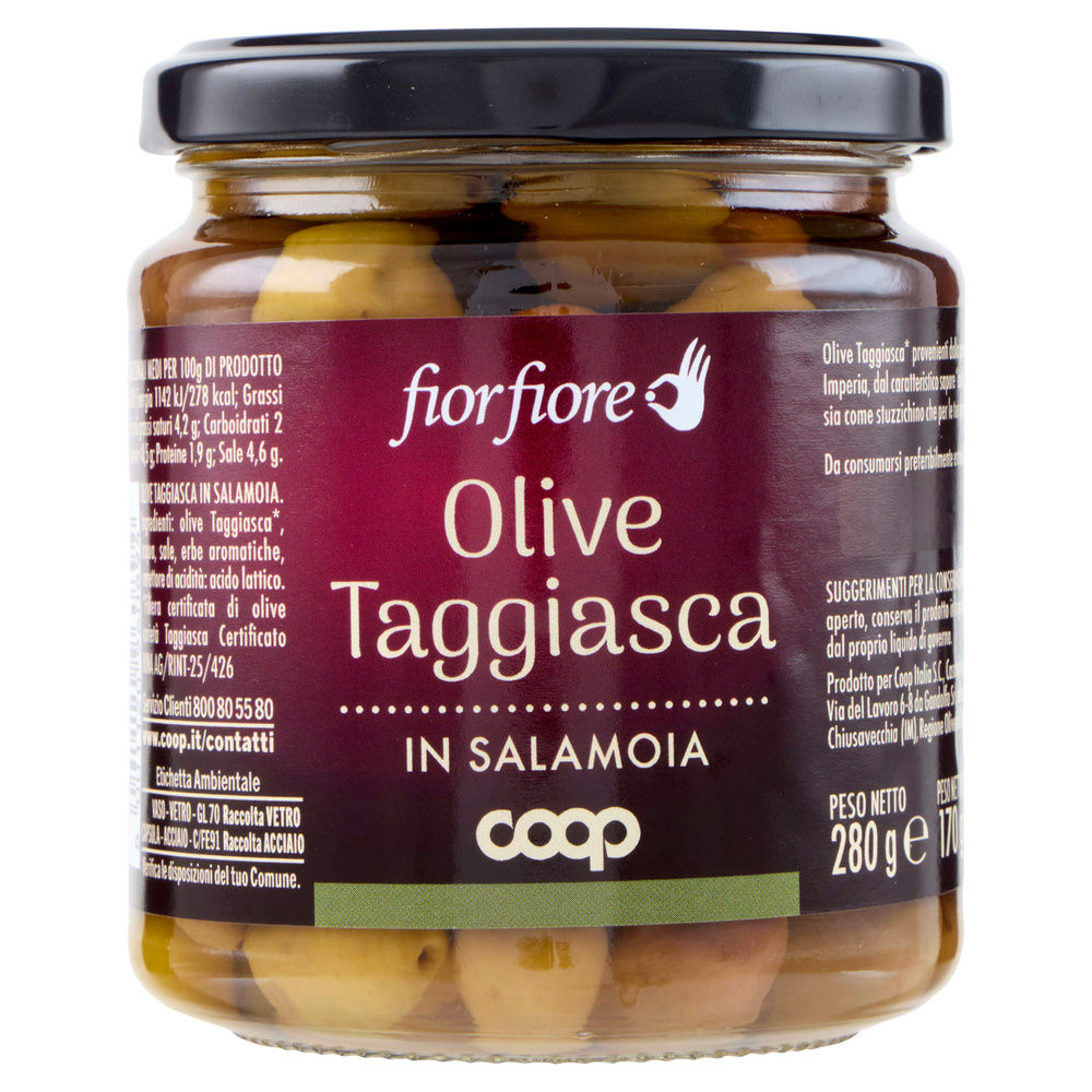 OLIVE TAGGIASCHE IN SALAMOIA FIOR FIORE COOP G 280 SGOCC G 180 - 22