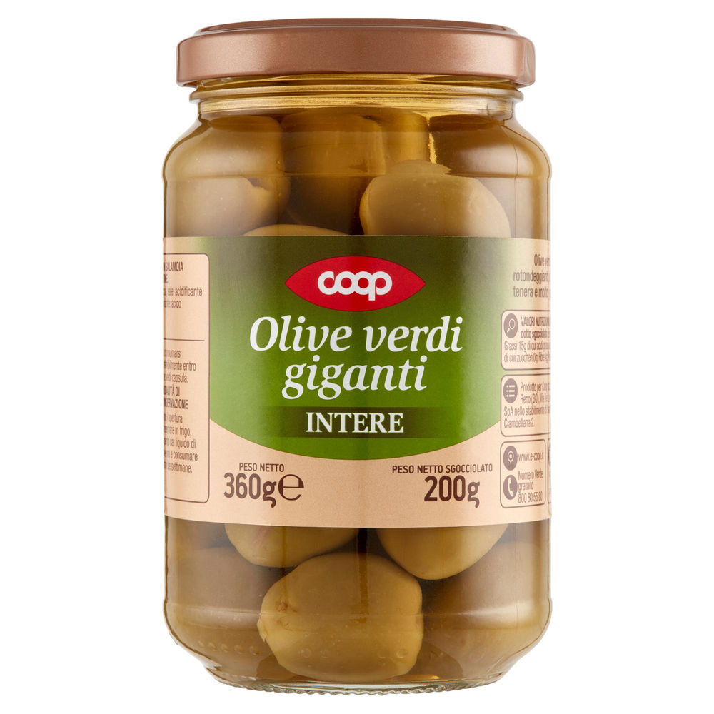 OLIVE VERDI GIGANTI COOP IN SALAMOIA VASO VETRO G360 SGOCC.G200 - 0