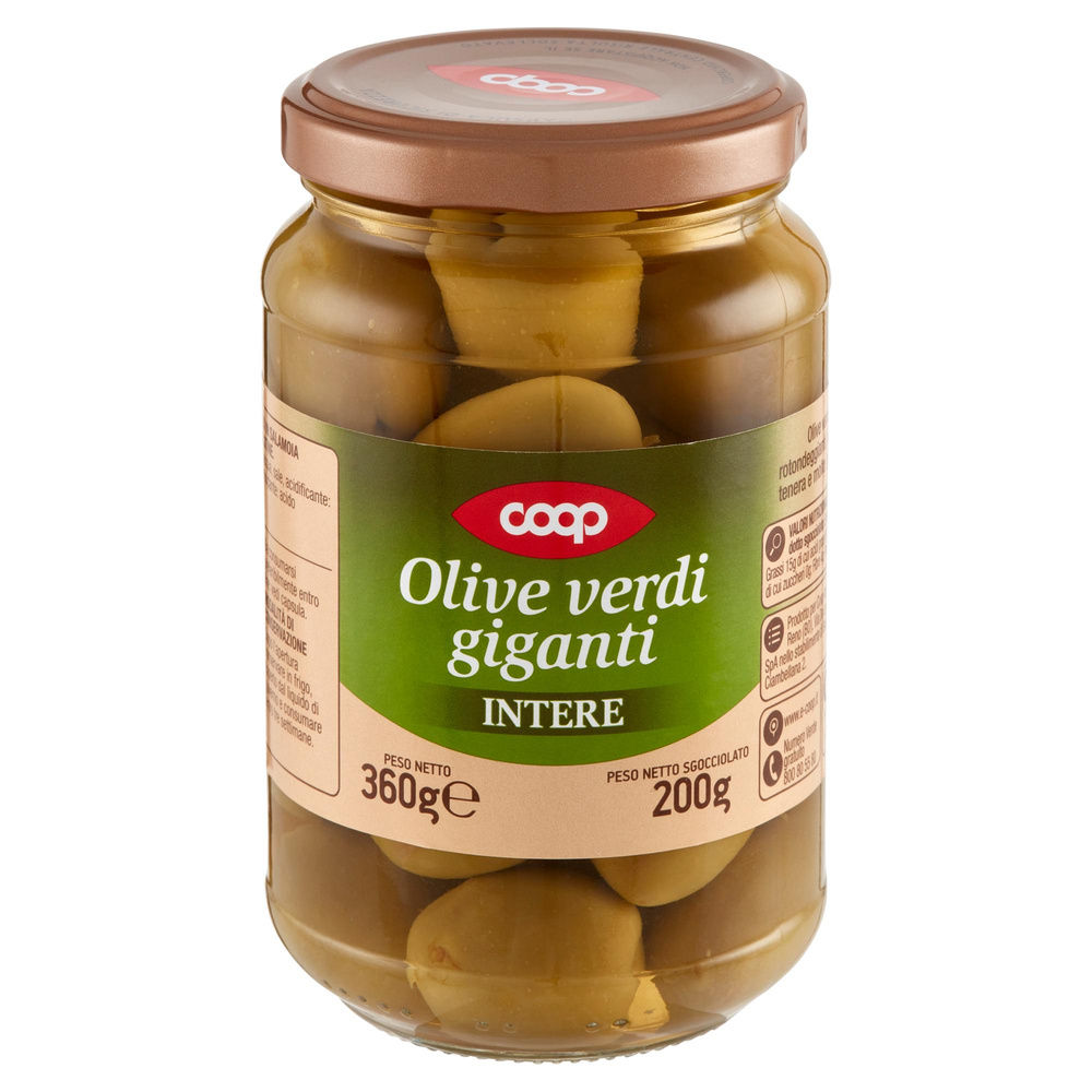 OLIVE VERDI GIGANTI COOP IN SALAMOIA VASO VETRO G360 SGOCC.G200 - 2