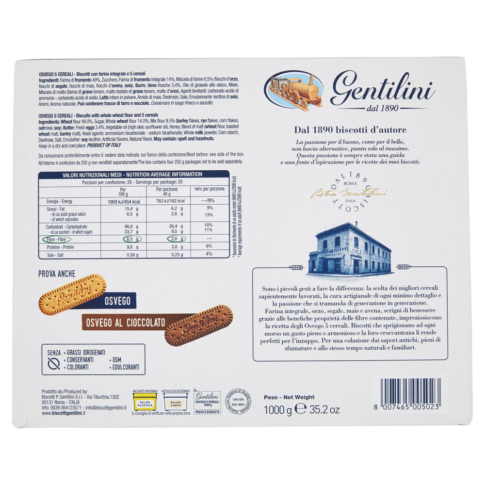 BISCOTTI GENTILINI OSVEGO 5 CEREALI KG 1 - 1