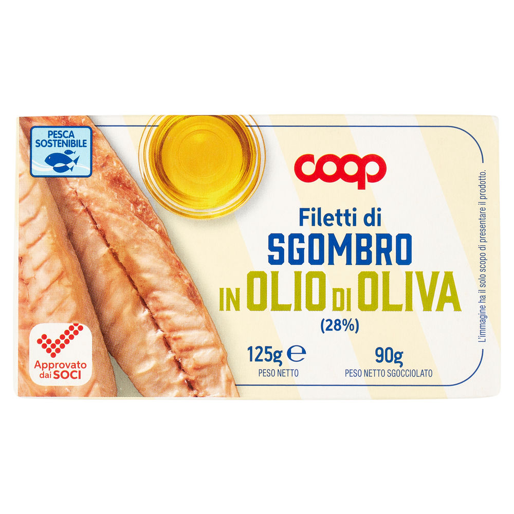 Filetti di sgombro o.o.coop scatola ap.str. g 125