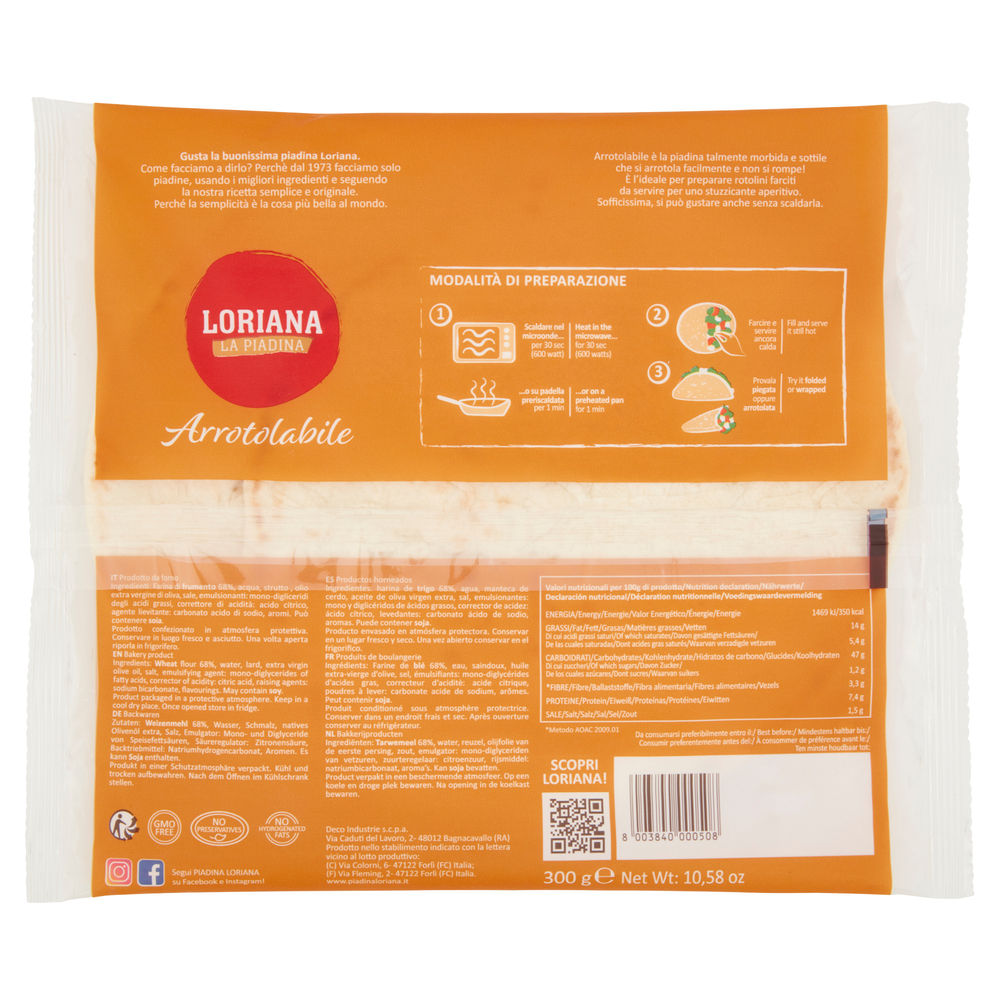 PIADINA ARROTOLABILE LORIANA BUSTA PZ.4 G 300 - 1