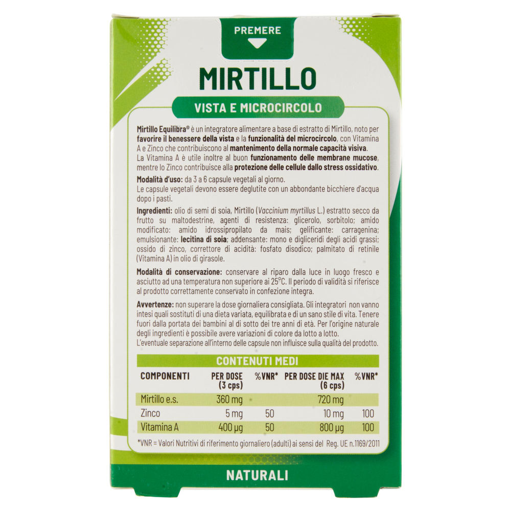 INT.DIETETICO MIRTILLO VEGICAPS EQUILIBRA SCATOLA 60 PERLE G 26 - 1