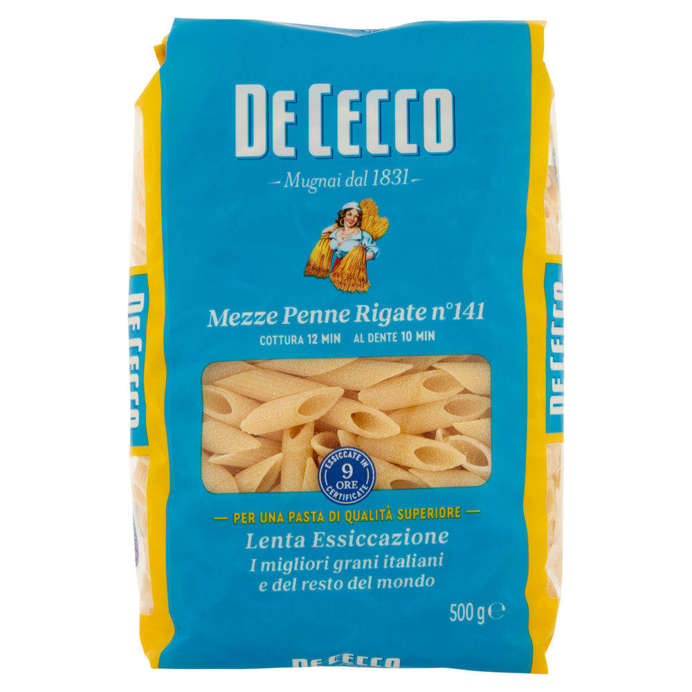 Pasta semola mezze penne de cecco rigate n141 sacchetto g 500