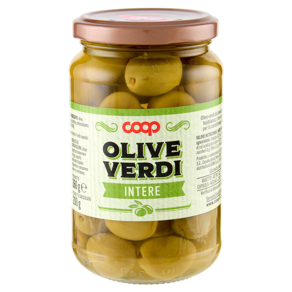 OLIVE VERDI COOP IN SALAMOIA VASO VETRO G 360 SGOCC G 200 - 15