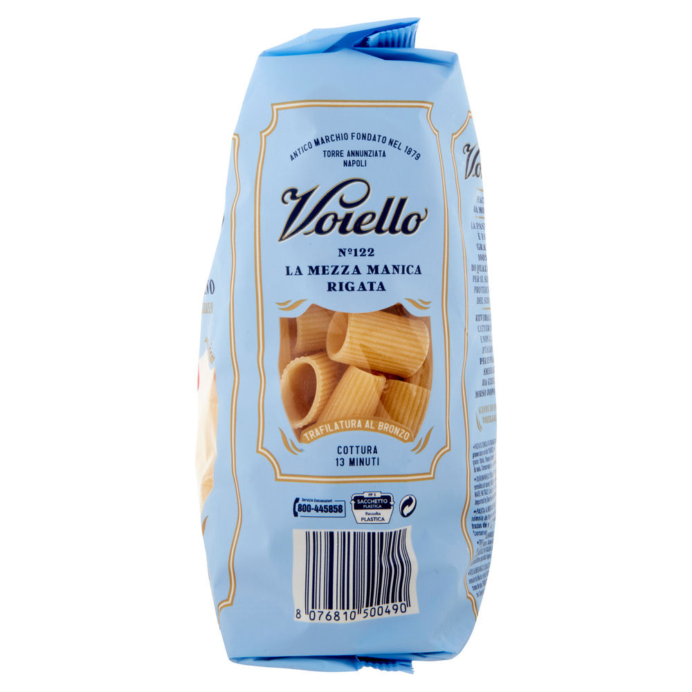 PASTA DI SEMOLA MEZZE MANICHE RIGATE N.122 VOIELLO SACCHETTO G.500 - 3