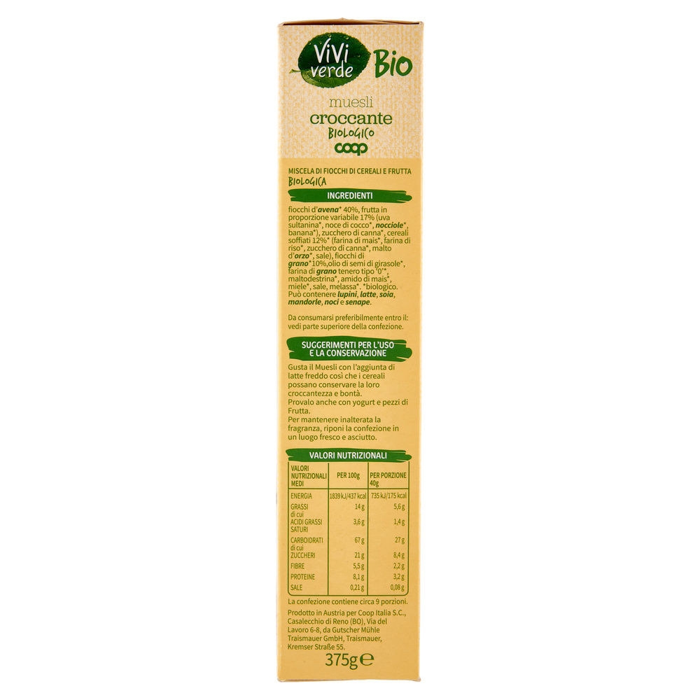 MUESLI CROCCANTE BIO VIVIVERDE COOP SCATOLA G 375 - 7