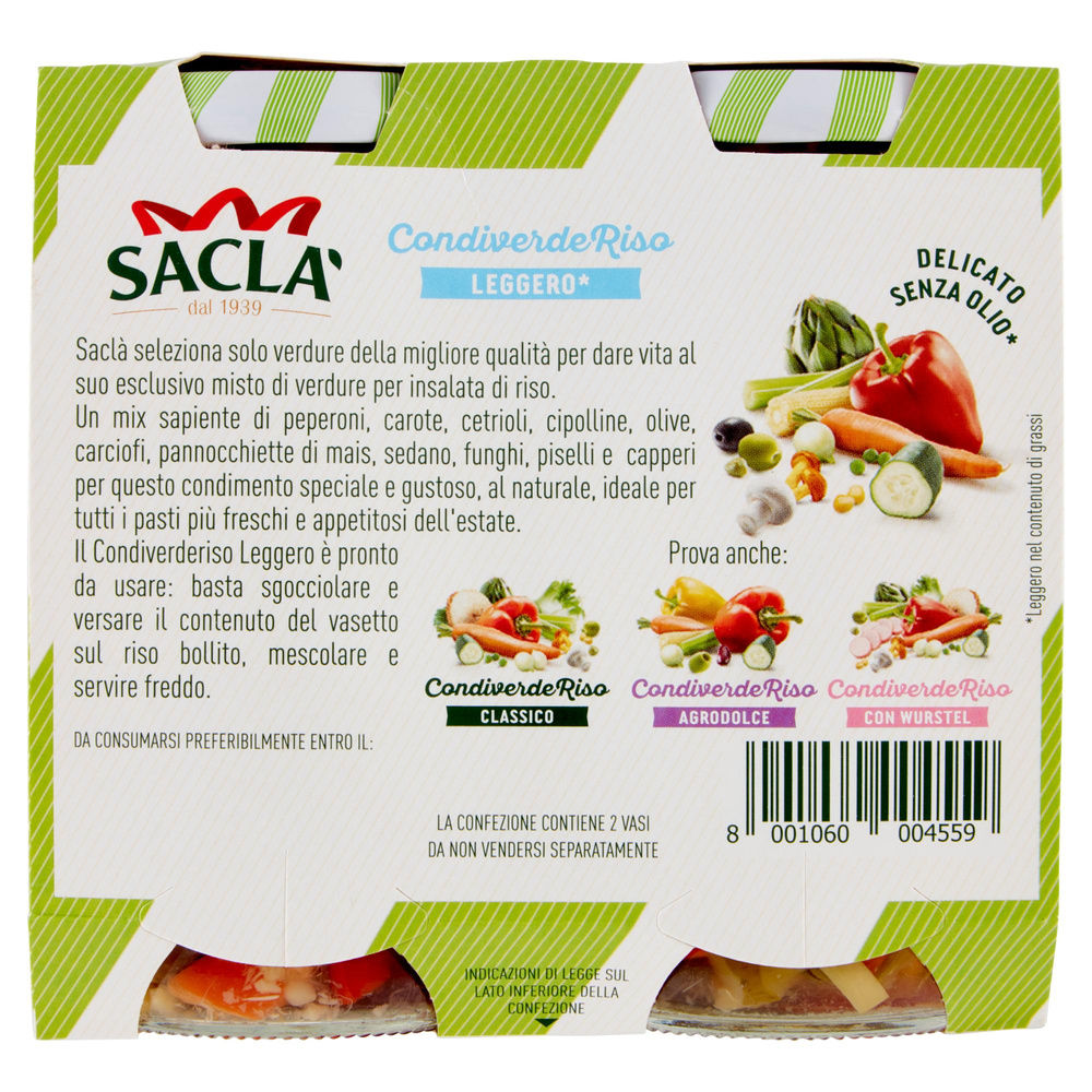 CONDIVERDE RISO DUO LIGHT SACLA'  VASO VETRO G 175X2 - 1
