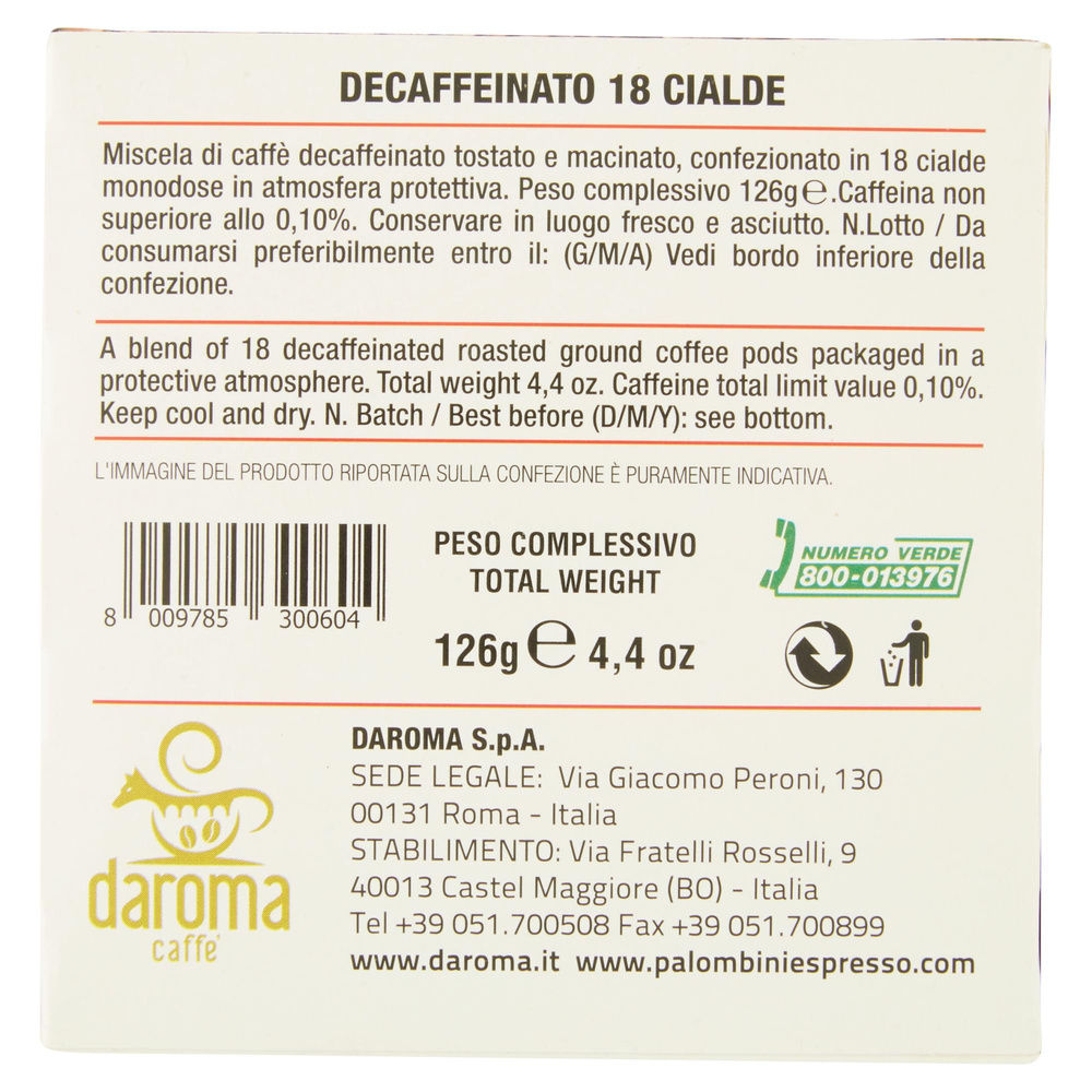 CAFFE PALOMBINI DECAFFEINATO 18 CIALDE  126 GR - 5