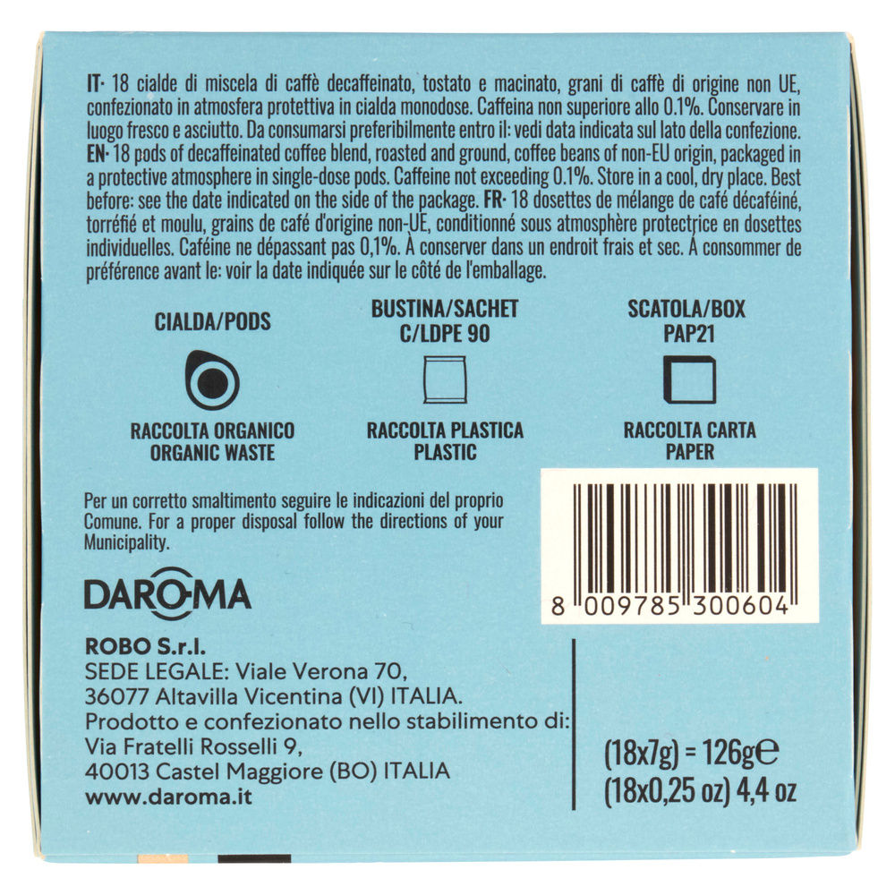 CAFFE PALOMBINI DECAFFEINATO 18 CIALDE  126 GR - 9