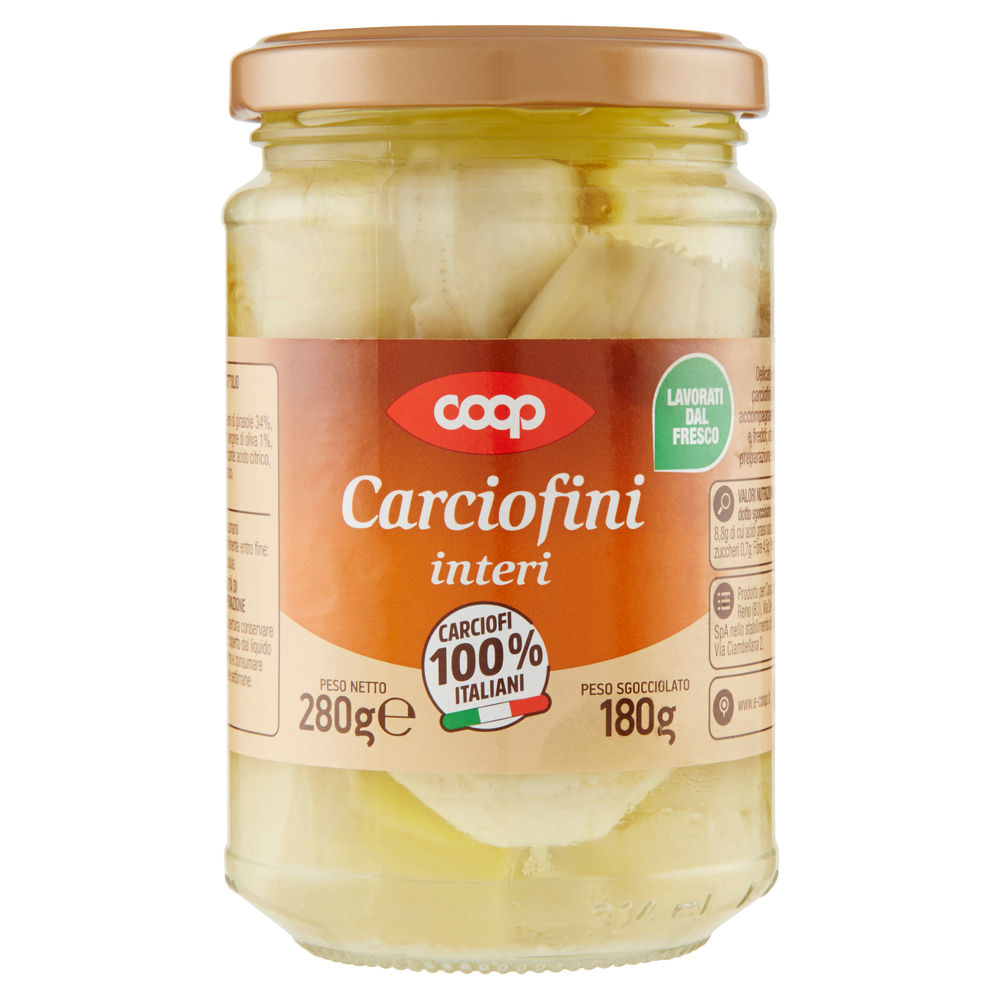 CARCIOFINI INTERI COOP OLIO GIRASOLE VASO VETRO G 280 - 0