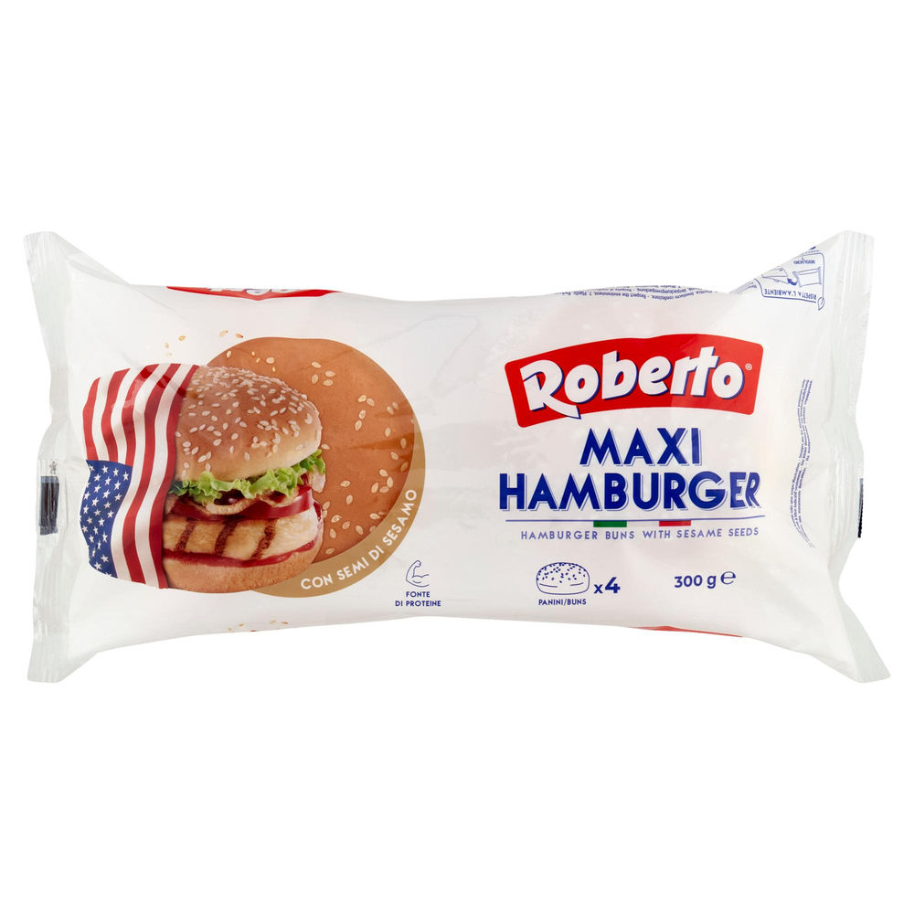 Pane per hamburger con sesamo maxi roberto sacchetto g 300