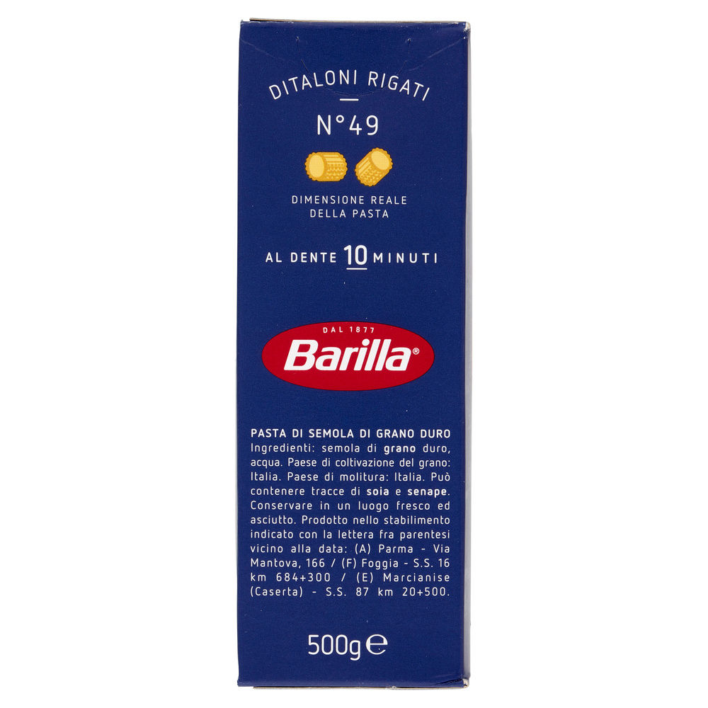 PASTA SEMOLA DITALONI BARILLA RIGATI N.49 ASTUCCIO G.500 - 2