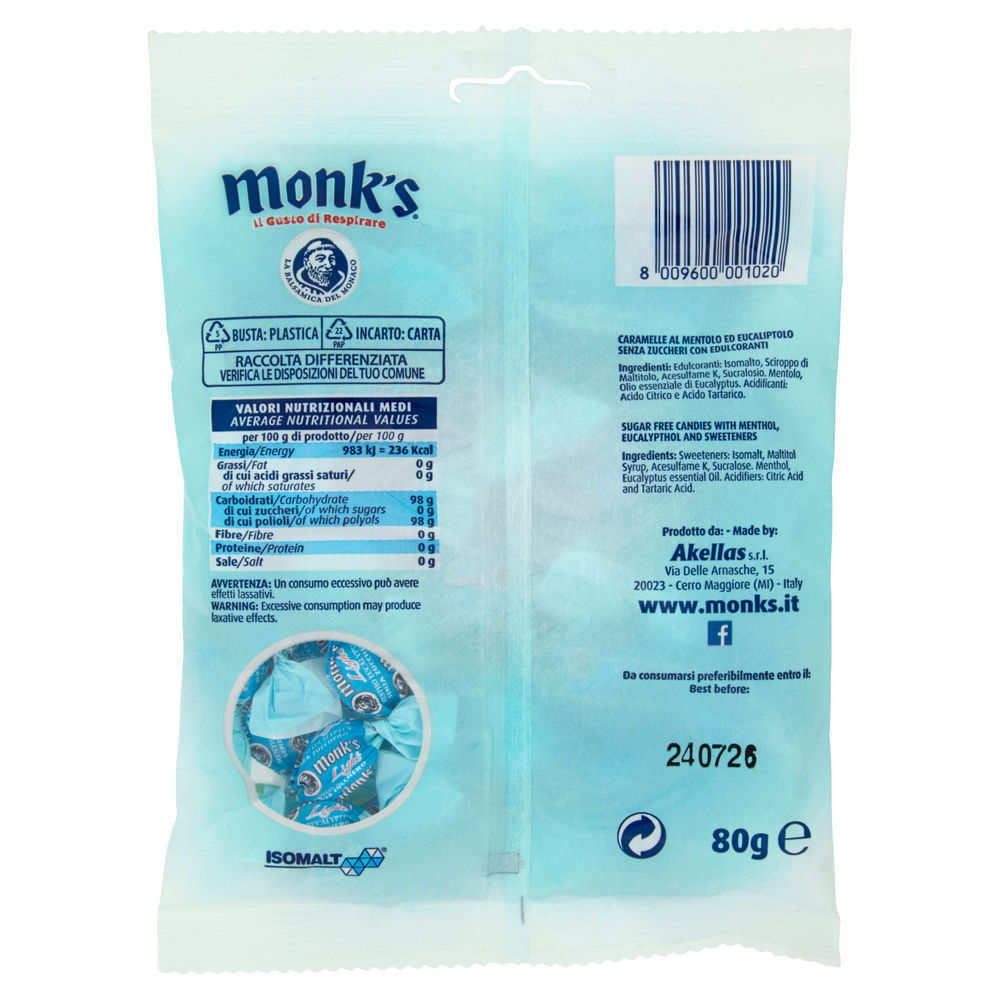 MONK'S MENTHO EUCALYPTUS SENZA ZUCCHERO BUSTA GR 80 - 11